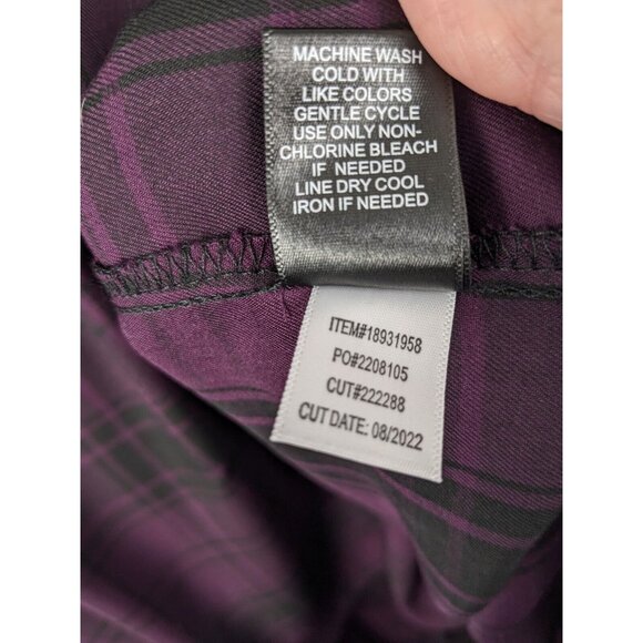 NEW Torrid Tunic Size 3 Purple/Black Plaid Rayon Twill Smocked Button-Front Top - Picture 8 of 9